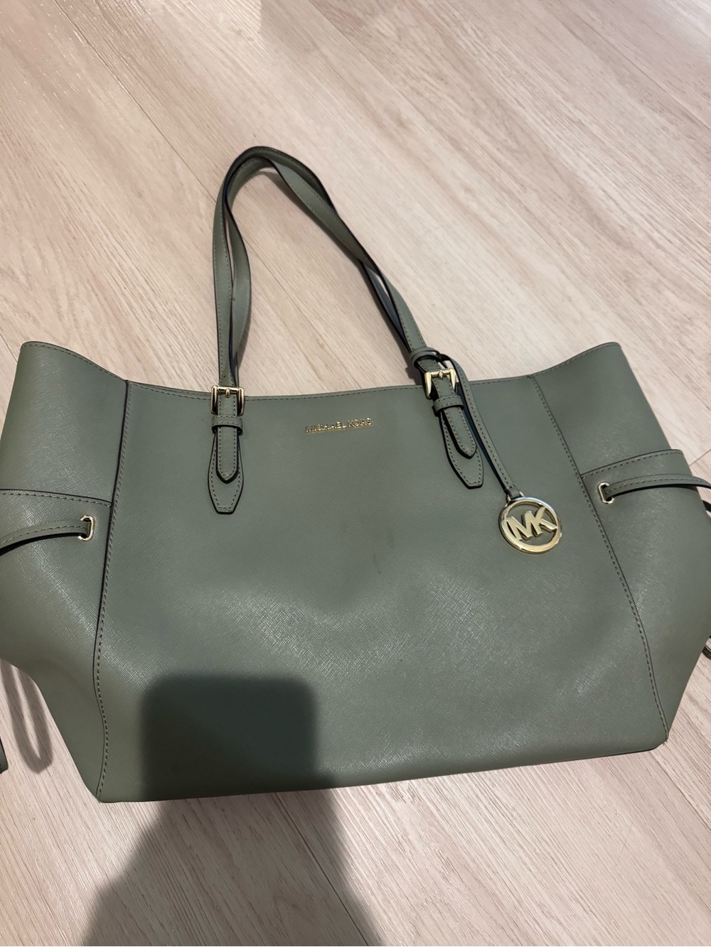 Michael Kors Olive Green Saffiano Tote with Gold Hardware